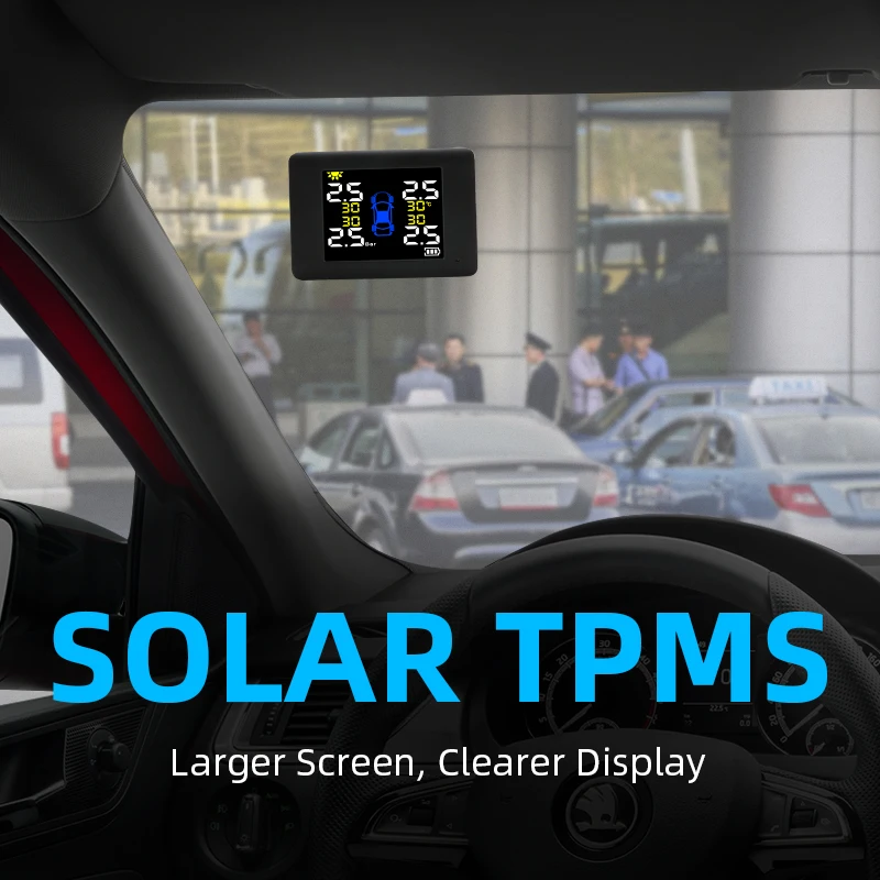 

JIANSU TPMS Solar Power Tyre Pressure Monitoring System with 4 Sensors LCD Real-time Display Car Tire Pressure Auto Alarm System