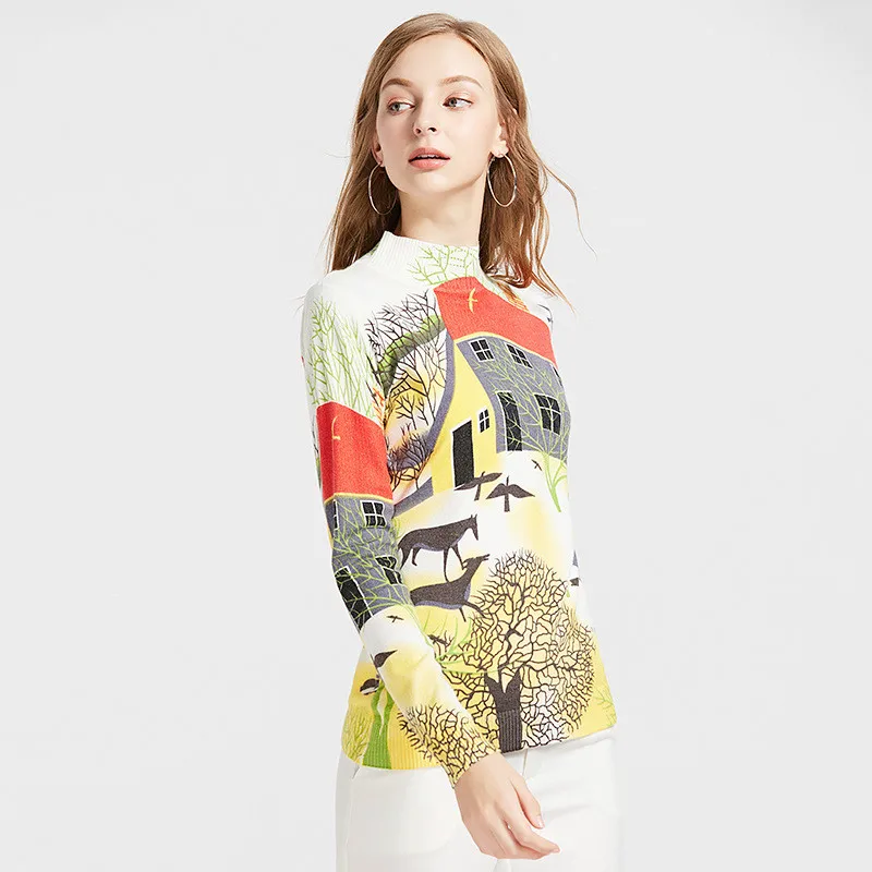 Вязаный свитер с воротником-хомутом женские толстые мягкие Пуловеры длинным