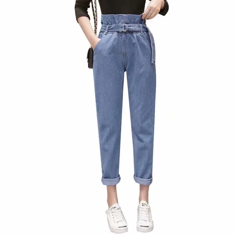 Женские летние джинсы женские свободные брюки султанки джинсовые шаровары со