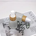 20 мл косметическое прозрачное стекло замороженный лосьон пустая бутылка древесное зерно бамбуковая крышка распылительный насос крышка Упаковывая Контейнер