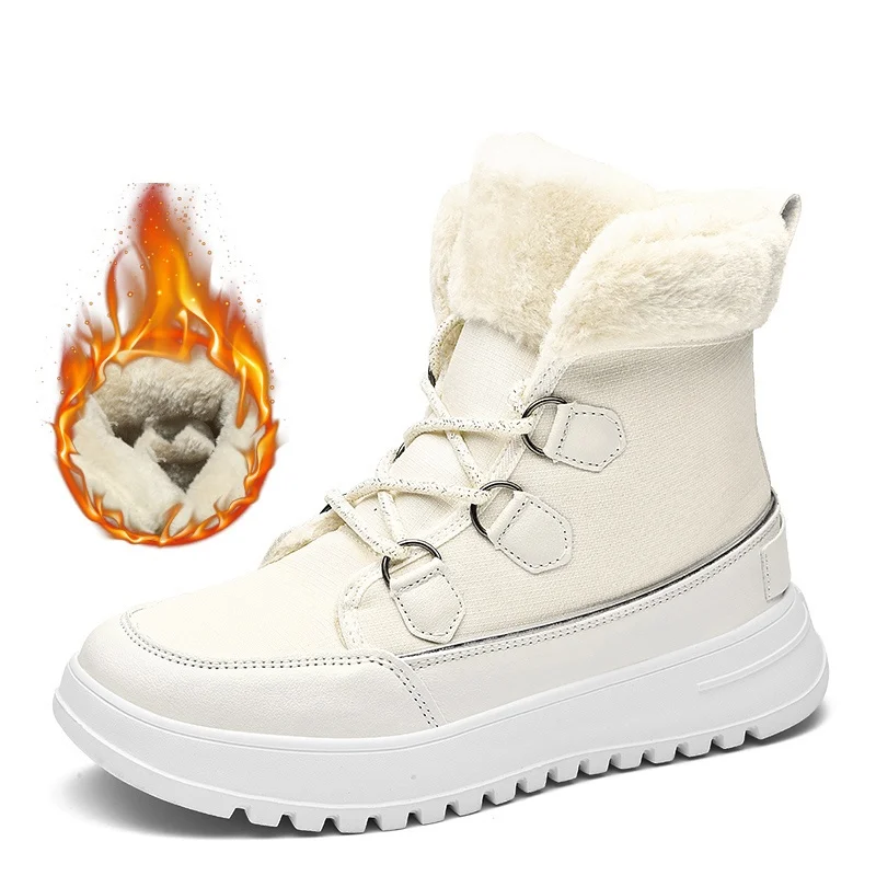 

Белые зимние женские ботильоны, теплые плюшевые бархатные Модные женские ботинки, короткая женская обувь, легкая