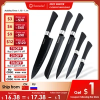 sunnecko kitchen knife set 5pcs non stick blade chefs knives stainless steel sets utility bread slicing paring cooking tools