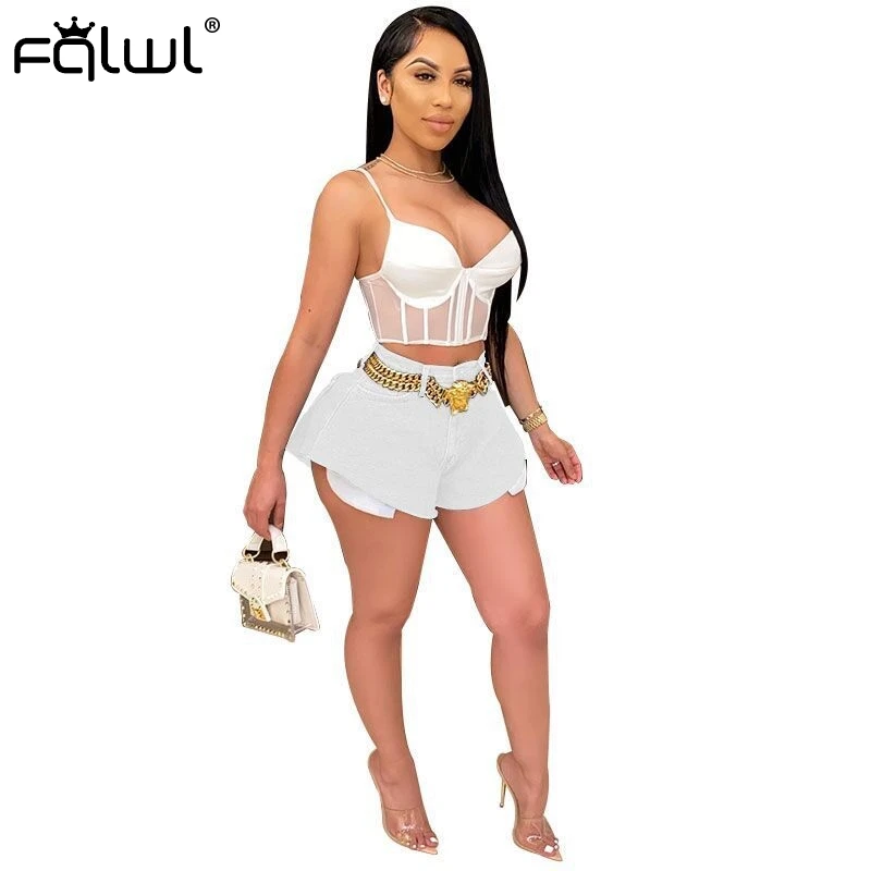 FQLWL повседневные Сексуальные облегающие джинсовые шорты женские с высокой