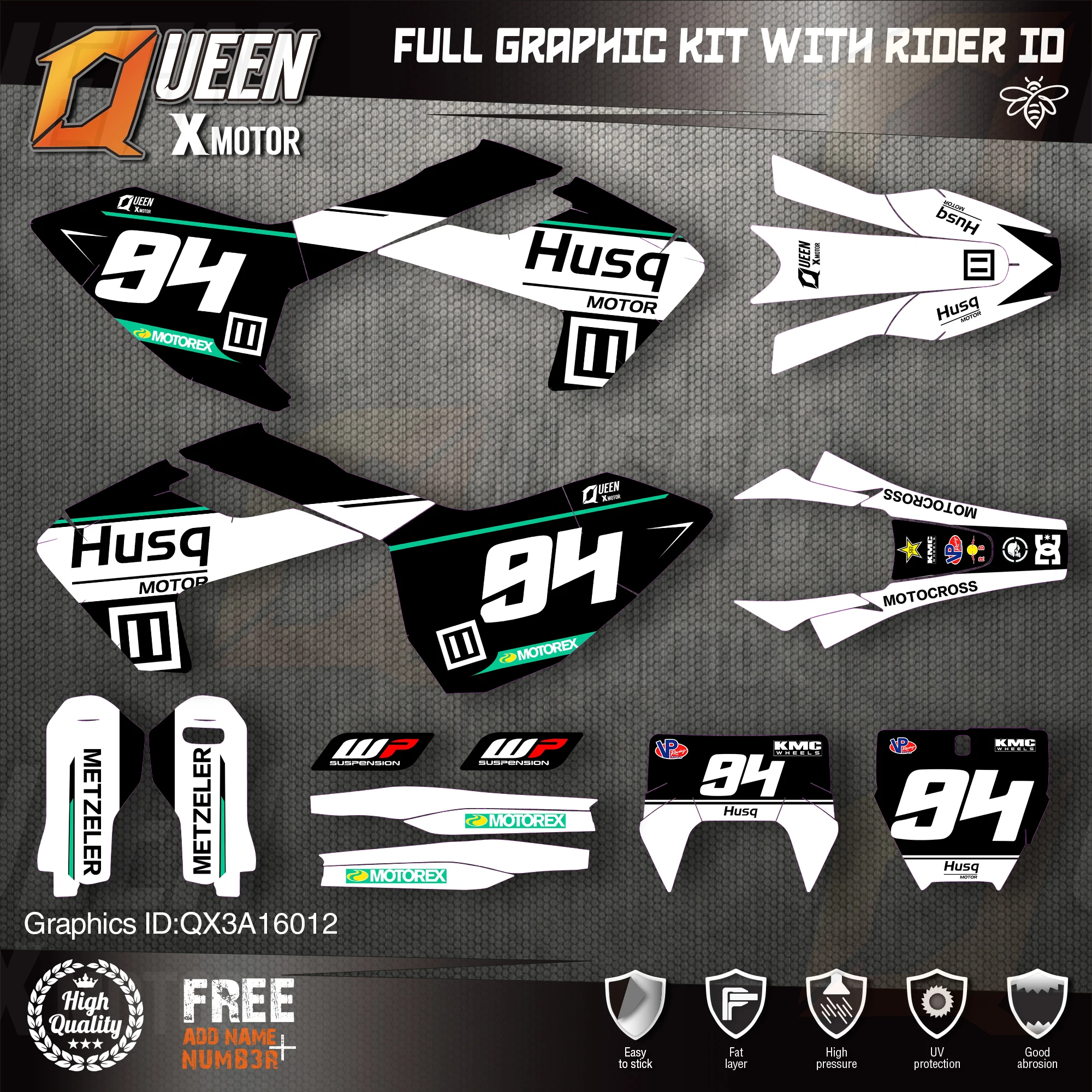 

Набор наклеек QUEEN X MOTOR Custom Team, наклейки для Husqvarna, наклейки 2016-18 TC FC TX FX FS 17-19 TE FE 125-450CC 012