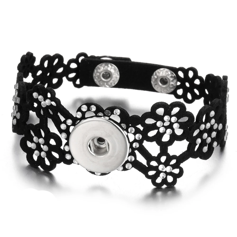 Новый кожаный браслет с кнопками-застежками цветами подходит для металлических