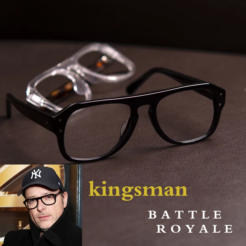 Высокое качество ацетат Kingsman очки золотой круг Секретная служба очки Гарри эггси квадратные очки оправа британский стиль