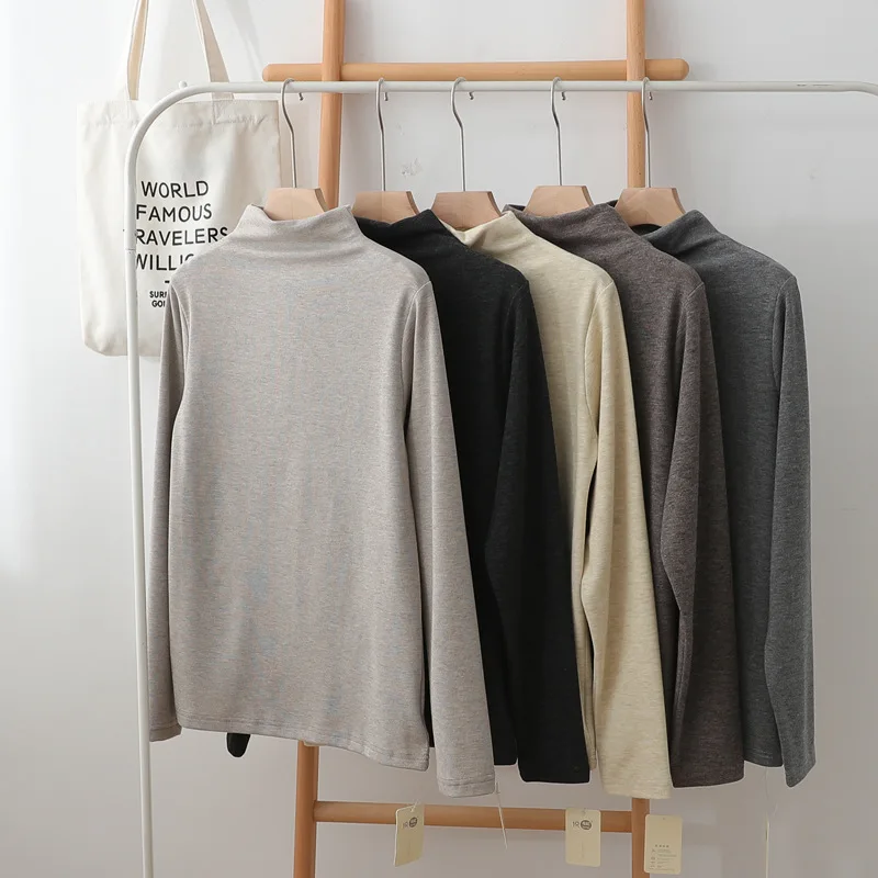 Утепленные топы с ложным воротником на осень и зиму Женский хлопковый УТЕПЛЕННЫЙ