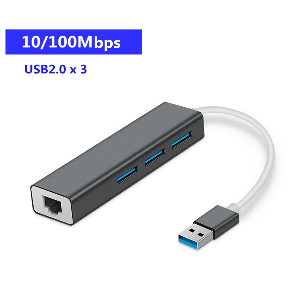 100Mbps usb2.0 USB 3,0 концентратор USB3.1 type c для RJ45 Ethernet Lan концентратор адаптер Сетевая карта USB док-разветвитель для Macbook Windows surface 6 Pro - Цвет: 100Mbps usb2.0