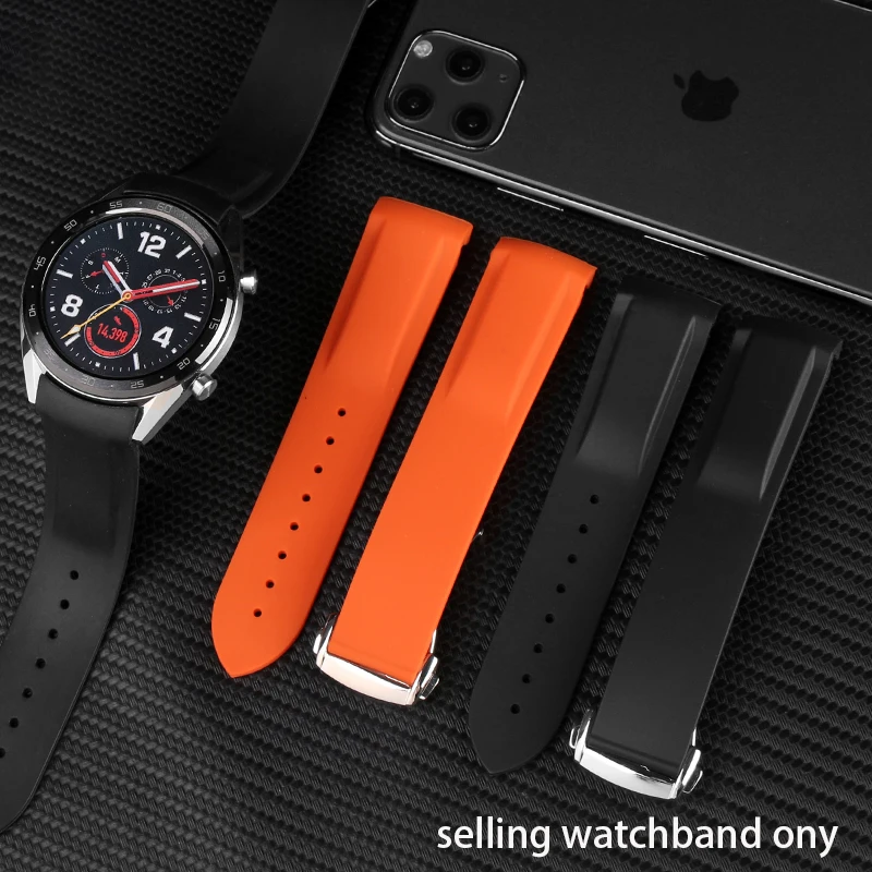 

Silicone watchband for Huawei GT2 smart watch belt elegant and exclusive watch strap 20mm 22mm rubber arc mouth wristband chain