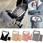 Мешки для новорожденных, зимние, теплые, вязаные, спальный мешок + поручни для коляски, комплект из 2 предметов