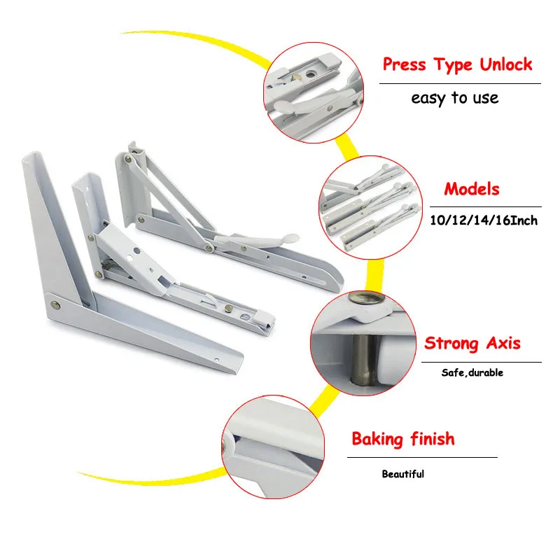 Белый треугольный складной угловой кронштейн Регулируемый Настенный Прочный