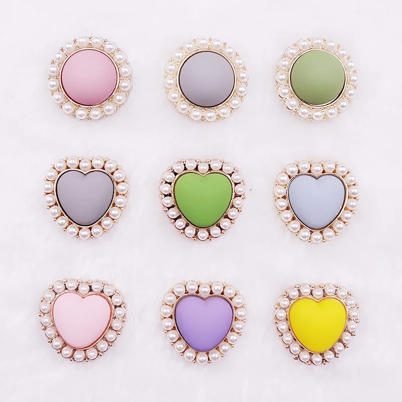 

5PCS Metal Buttons Round Heart Shape Sweater Cardigan Decorative DIY Botones Needlework High Quality