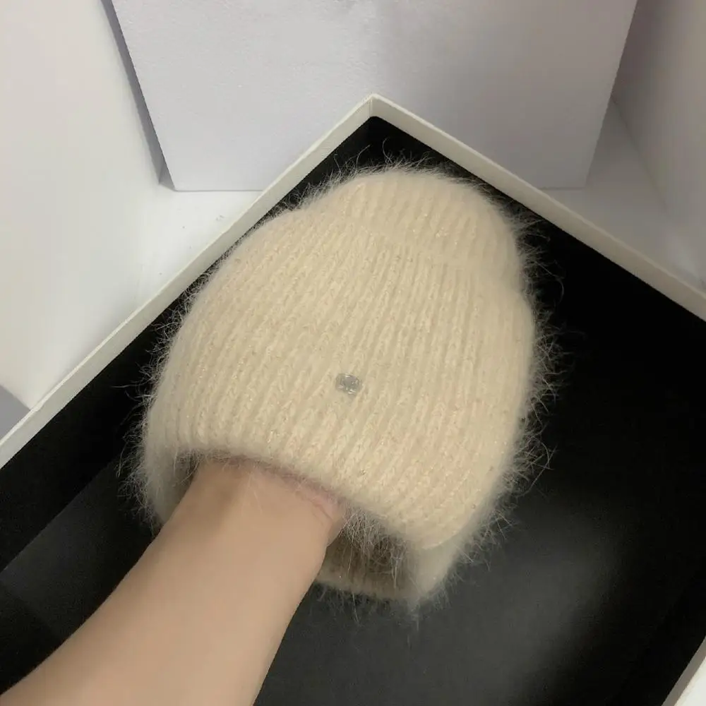 Новинка 2021 однотонные женские зимние шапки с буквенным принтом из кроличьего