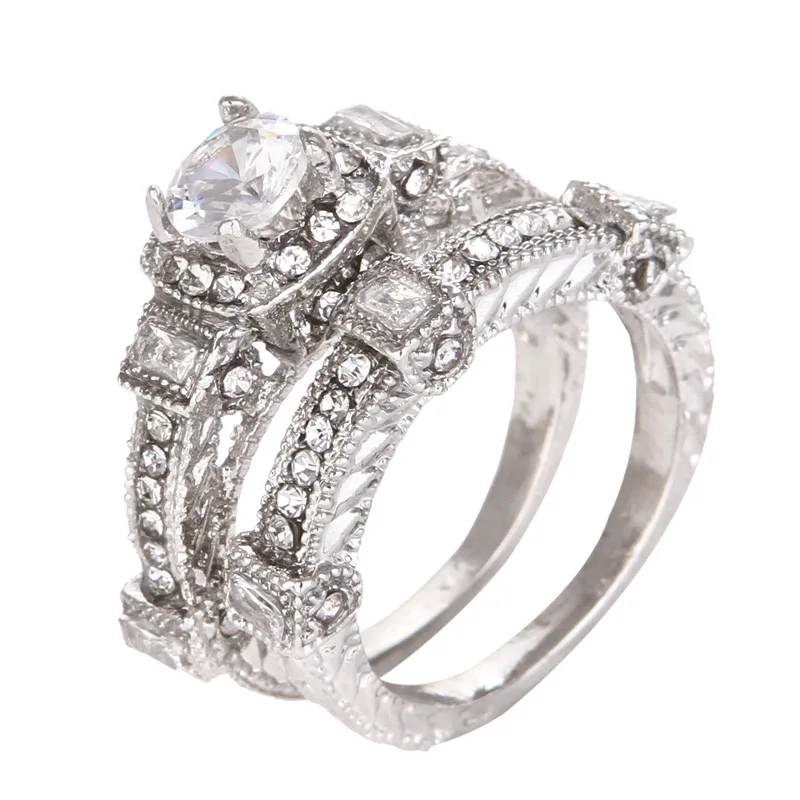 Женские серебряные кольца белого кубического циркония простой дизайн