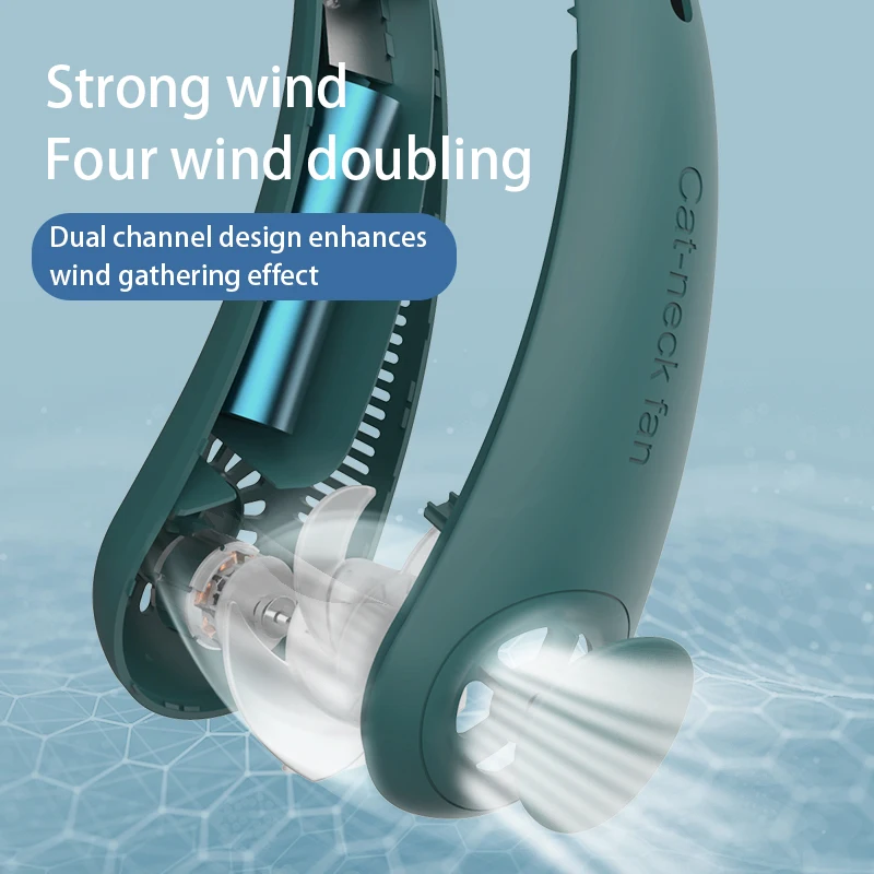 

Summer Air Cooling Neck Fan 3 Speed Adjustable Leafless Hanging Neck Fan Bladeless Ventilator USB Rechargeable Fans 4000mAh