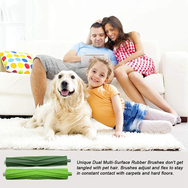 4 комплекта многоповерхностных резиновых роликов для робота-пылесоса Irobot Roomba