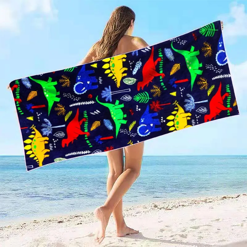Крошечное пляжное полотенце с принтом динозавра одеяло банное из микрофибры -