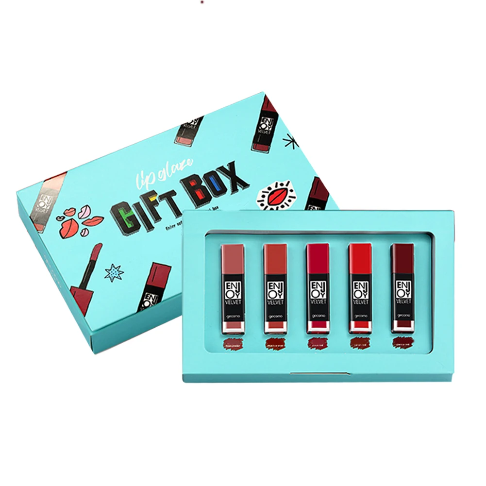 5 шт./компл. матовый набор жидкой глазури для губ осенне-зимняя помада вишневого