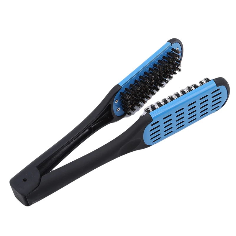 

1Pc Hairdressing Straightener Professional Hair Straightening Comb Double Brushes V Shape Comb Clamp Not Hurt Styling Tools