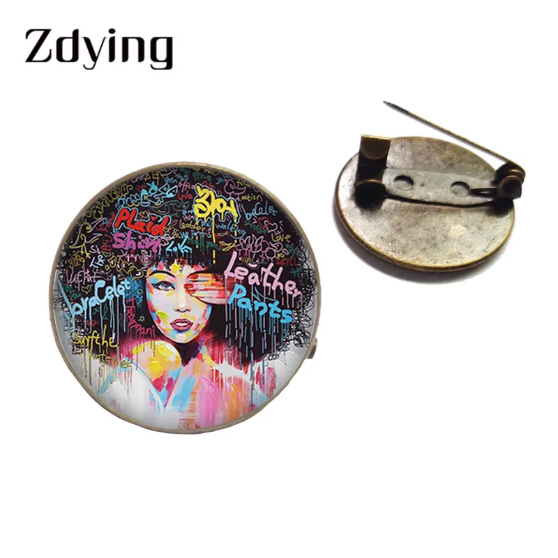 ZDYING Африканский хип-хоп девушки Искусство Живопись круглые Броши Античная