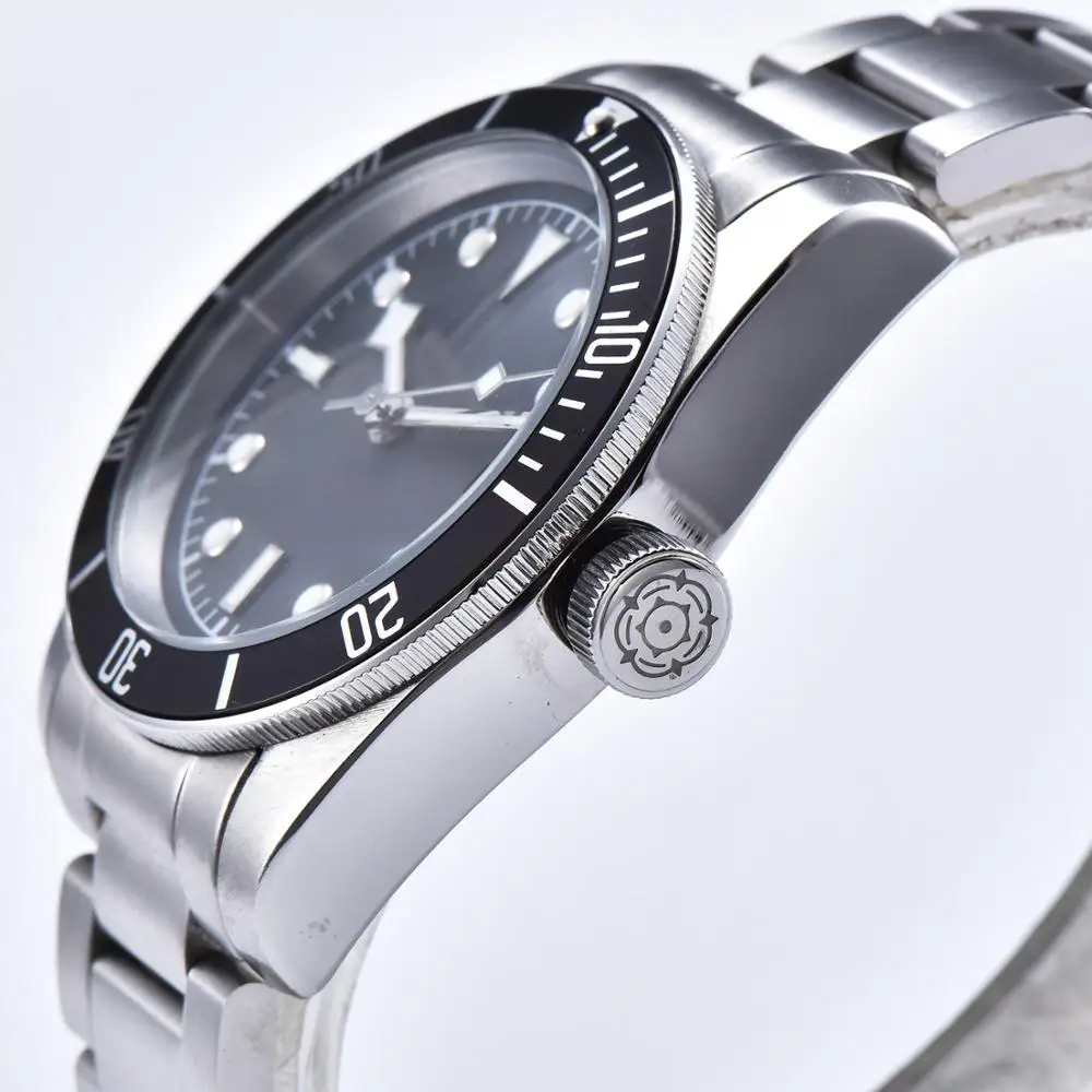 Наручные автоматические часы мужские 41 мм минеральное стекло светящиеся руки 316L