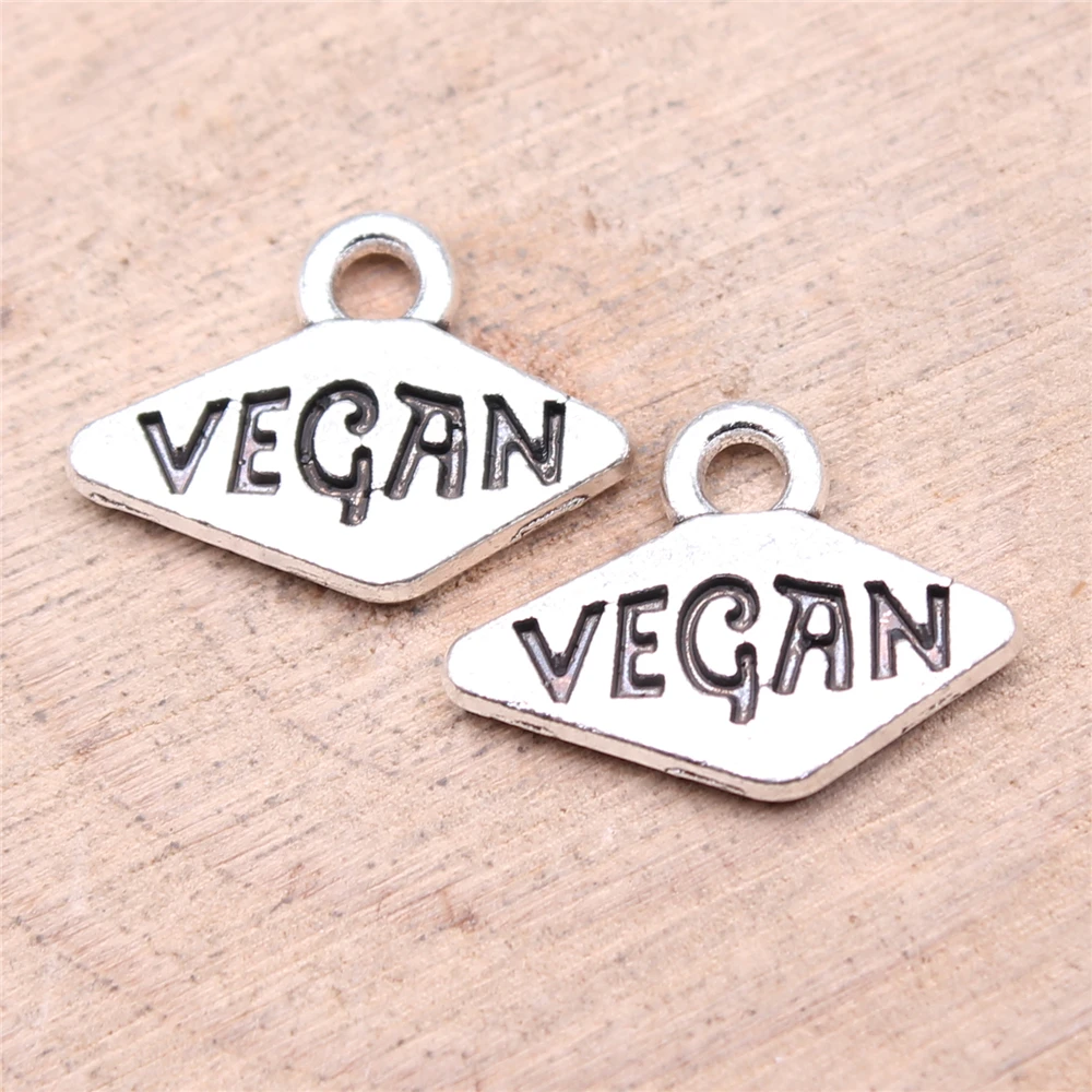 

Vegetarian Vegan Charms For Jewelry Making Findings Handmade DIY Craft 20pcs Antique Silver Color 16x12mm