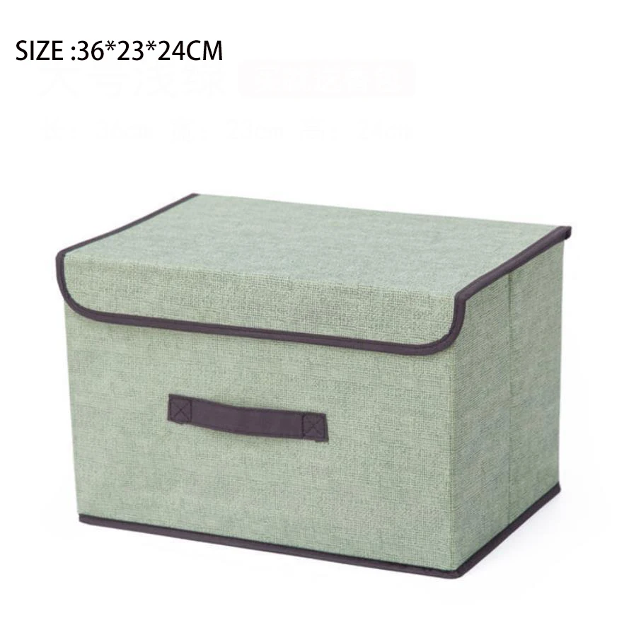 Buy 2 Size Cotton Linen Storage Box With Cap Clothes Socks Toy Snacks Sundries Organizer Set Fabric Boxes Cosmetics Household on