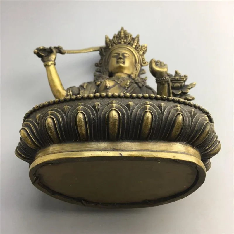 Старая китайская статуэтка Будды из тибетского серебра в стиле фэн-шуй листового