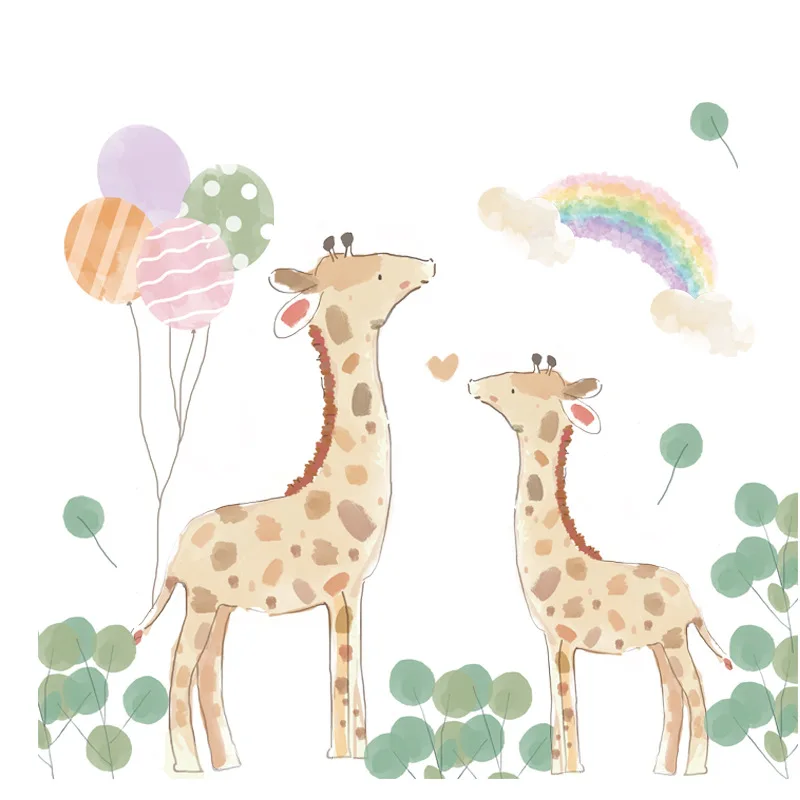 

Cartoon Giraffe Wall Stickers for Kids Bedroom Decals for Furniture Creative Mural Living Room Sofa Backdrop Wall Decoration