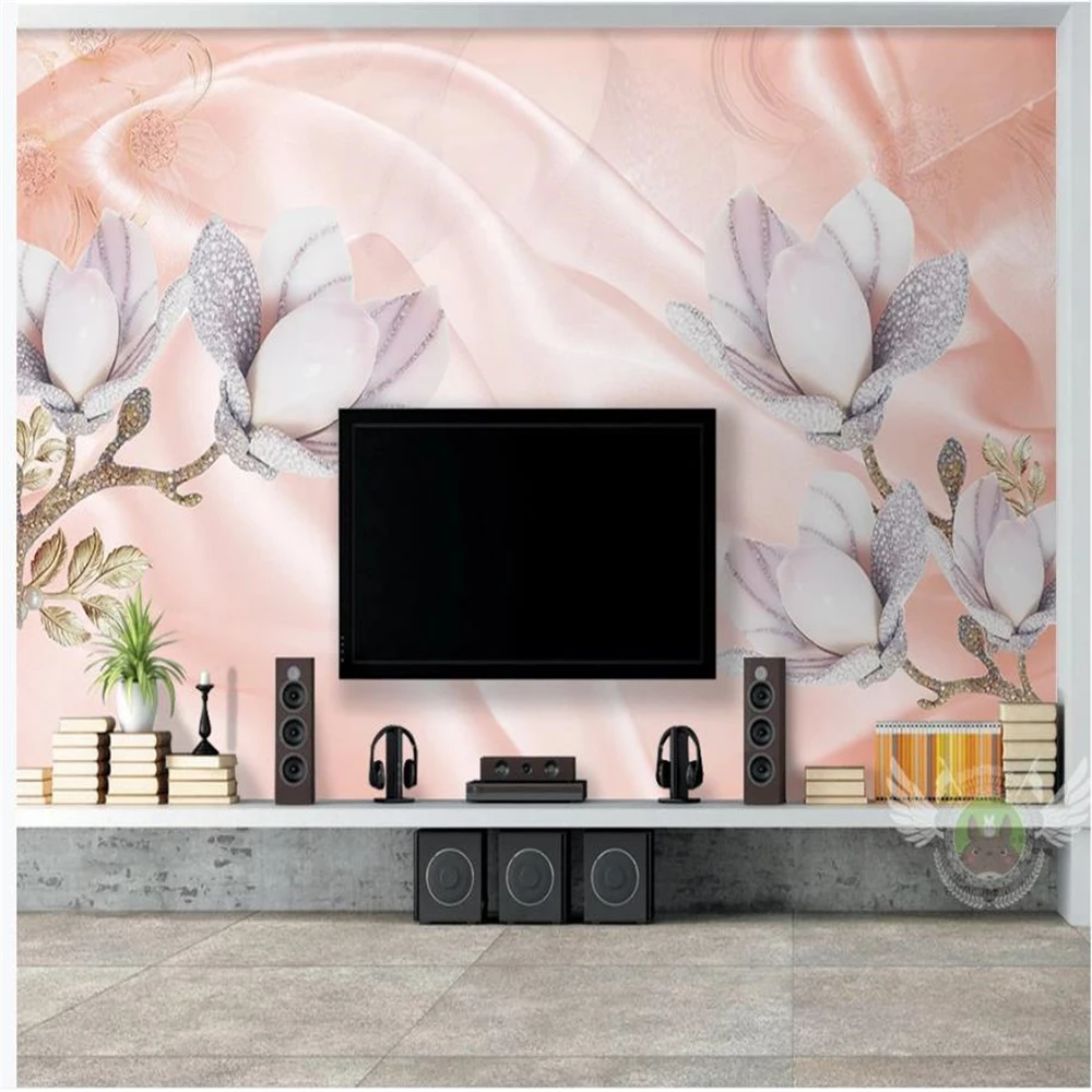 

3D stereo silk jewelry orchid flower wallpapers TV background wall 3d murals wallpaper for living room