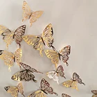 12 шт. 3D наклейки на стену полые розовые Золотыесеребряные бабочки настенные наклейки DIY Искусство домашний декор настенные наклейки свадебное украшение