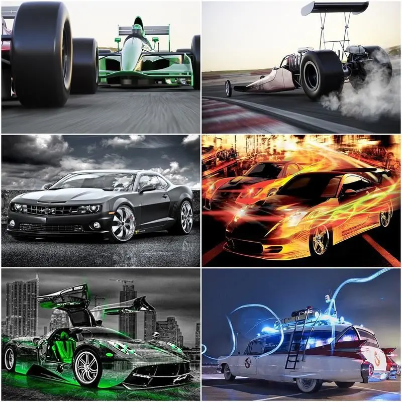 

CHENISTORY 5D DIY Full Square/Round Diamond Painting Automobile Race Pictures Of Rhinestones Car Embroidery Mosaic Craft Kit