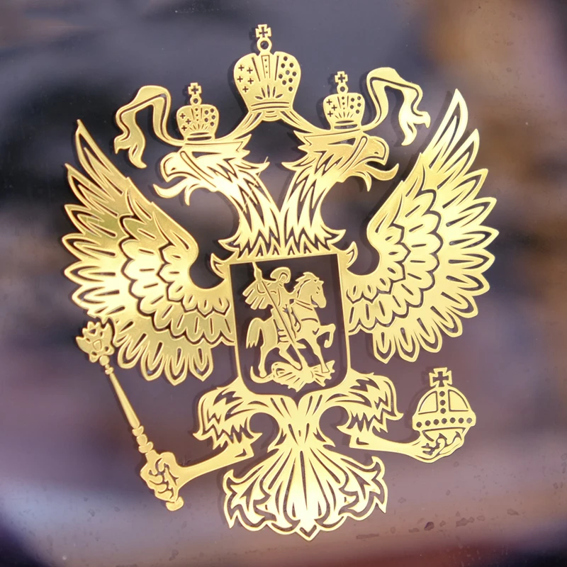 Герб России 8 4*9 2 см никелевая наклейка наклейки для автомобиля из Российской