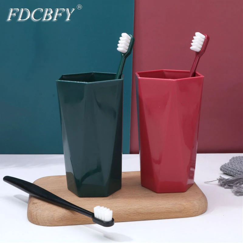 

Gargle Cup Hexagon Toothbrush Cup High Temperature Resistance Northern Europe Light Luxury Breakfast Cup Bathroom Accessories