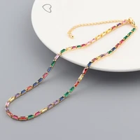 33cm gold filled rainbow cz choker necklace good quality short sex jewelry prom collier femme