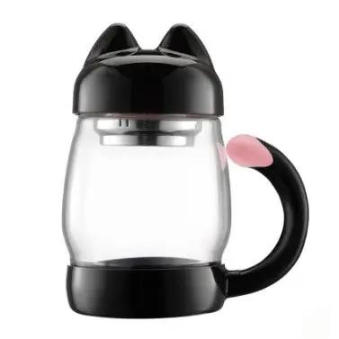 

Cute Kitty Glass Water Cup Cat Tail Handle pink Mug Milk Tea Coffee Fruit Juice Mug Drinkware Home Office Cup Lovers Gifts