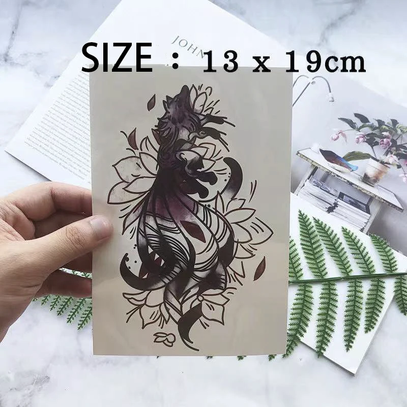 Водостойкая Временная тату-наклейка Красный ДЕВЯТЬ хвостов лиса дизайн