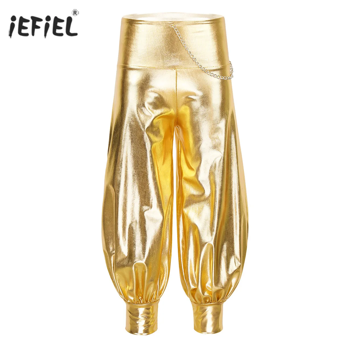 

Kids Girls Loose Harem Pants Shiny Metallic Solid Elastic High Waist Pants Spring Summer Streetwear Dancewear Girls Long Pants