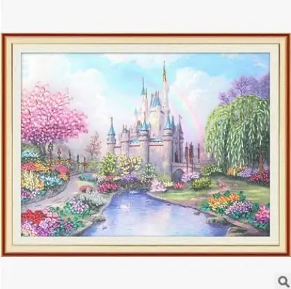 70X55 см пейзаж Томаса лента вышивка живопись наборы ручной работы круг Сделай Сам