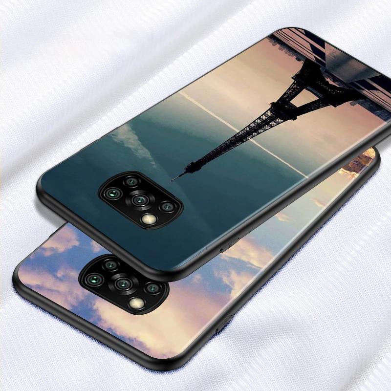Black Cover Beautiful Eiffel tower for Xiaomi Mi Mix 3 A3 A2 A1 Poco M3 M2 C3 X3 X2 NFC F2 F1 CC9 CC9E Pro Phone Case