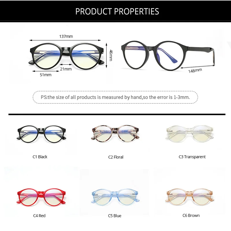 

Pro Acme Blue Light Glasses for Women Round TR90 Optics Frames Blue Light Blocking Glasses Computer Game Glasses 2020 PC1511