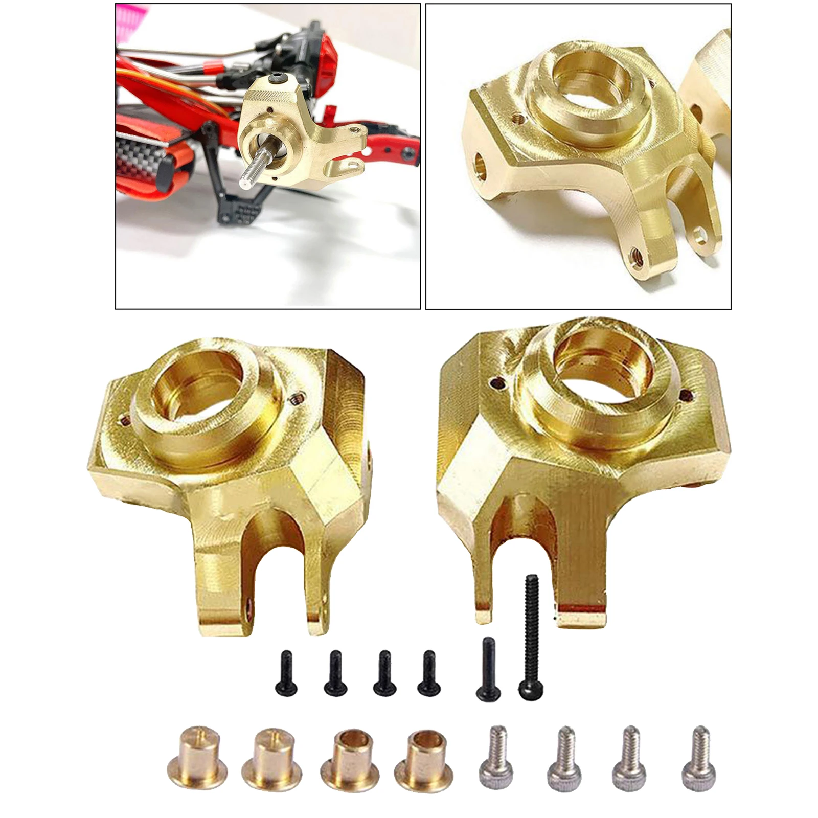 

2Pcs Brass Front Steering Cup Knuckle Set for SCX10 II 90046 1/10 Scale RC Crawler Spare Parts Replacement