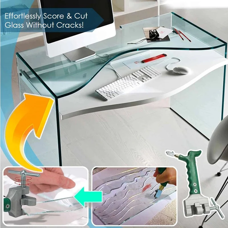 

2-in-1 Glass Cutting Tool Score and Cut Glass Manual Multifunction Diamond Thick Tile Divider Cutter DSS899