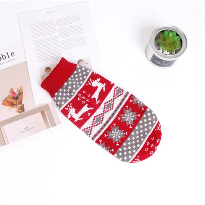 Новый рождественский теплый свитер с милой собачкой вязаный наряды для щенков