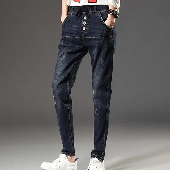 

Женские технические джинсы с эластичным поясом, женские свободные джинсы-бойфренды, женские джинсы 5xl, 6xl, 7xl