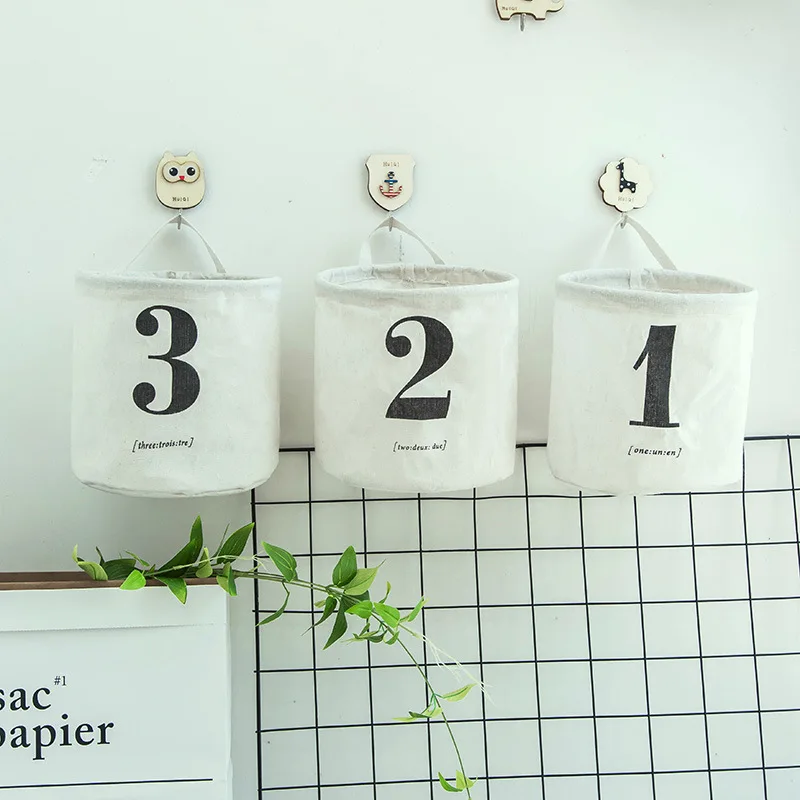 Белая корзина для хранения с цифрами Складная Водонепроницаемая хлопковая белья