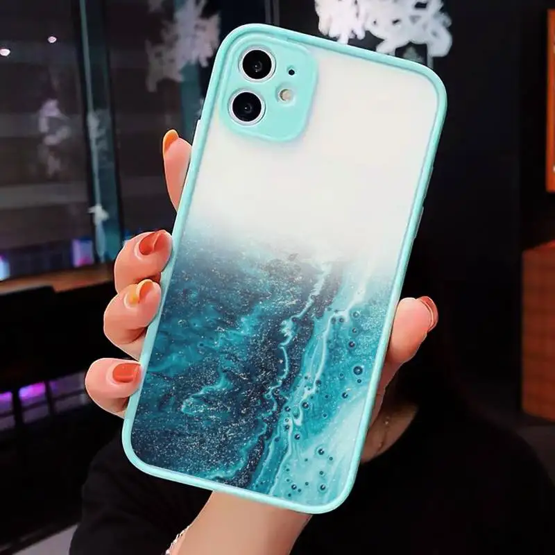 

luxury Marble Gradient art Phone Case Matte Transparent for iPhone 7 8 11 12 s mini pro X XS XR MAX Plus cover funda