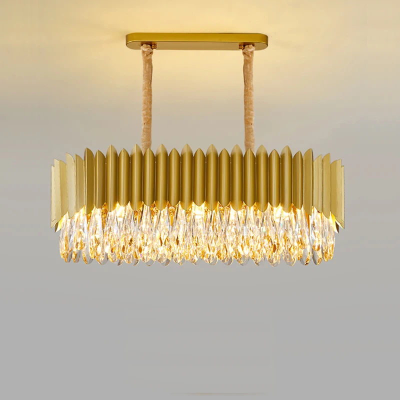 

Gold Black Oval Round Crystal Lustre Hanging Lamps LED Chandelier Lighting Suspension Luminaire Lampen For Dinning Room