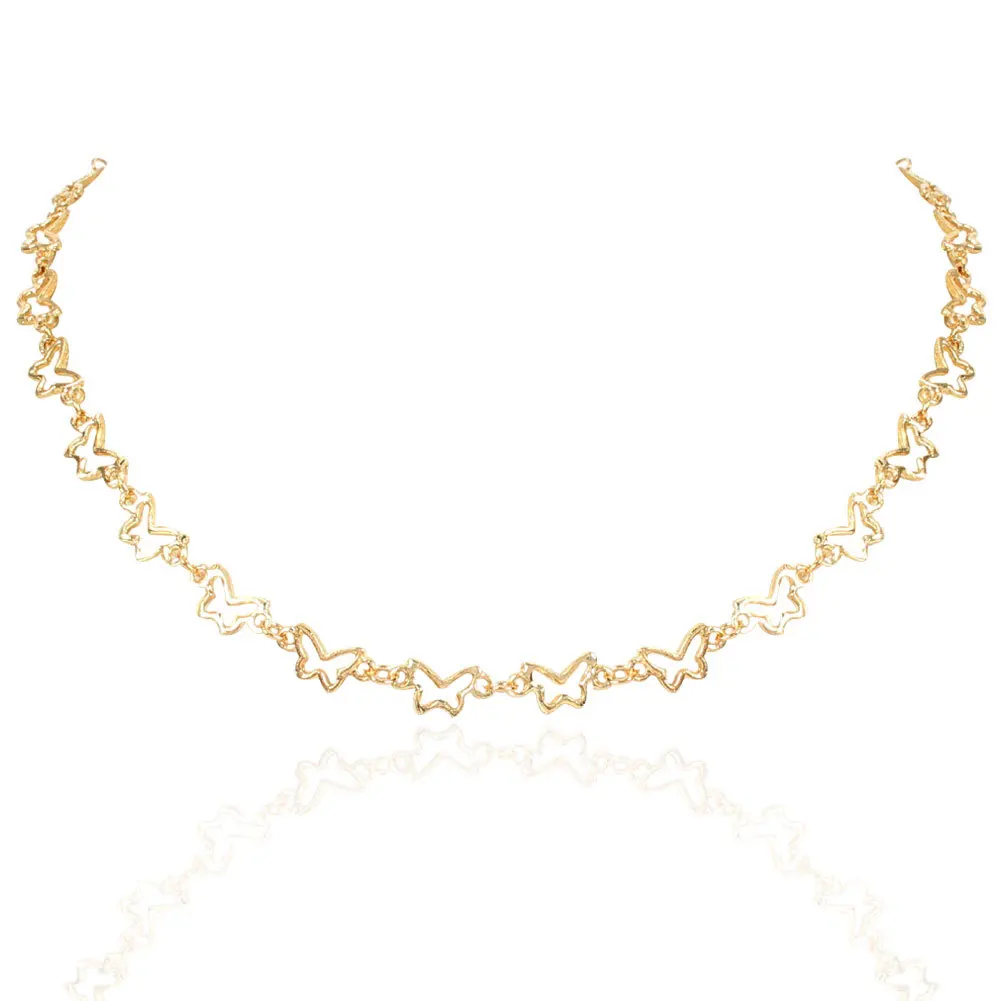 2021 Новая Европейская Простая Ретро Сплавная Бабочка Ожерелье Женщины Личность Модная Золотая Ювелирная Шокер Серьги-Галстуки на.