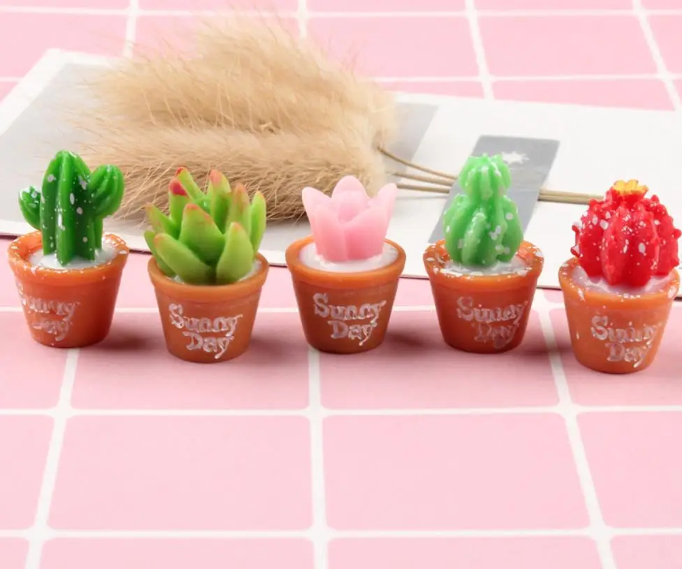 Kawaii Мини 3D сочный кактус растительный Декор DIY изделия из смолы Сказочный Сад